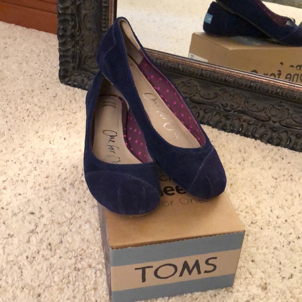 Toms Dark Blue Suede/corduroy Ballet flats